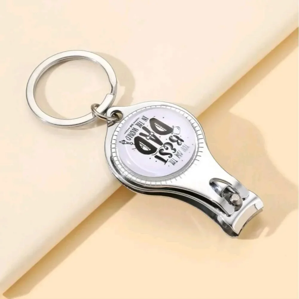 New Best Dad keychain with nail clippers and bottle opener